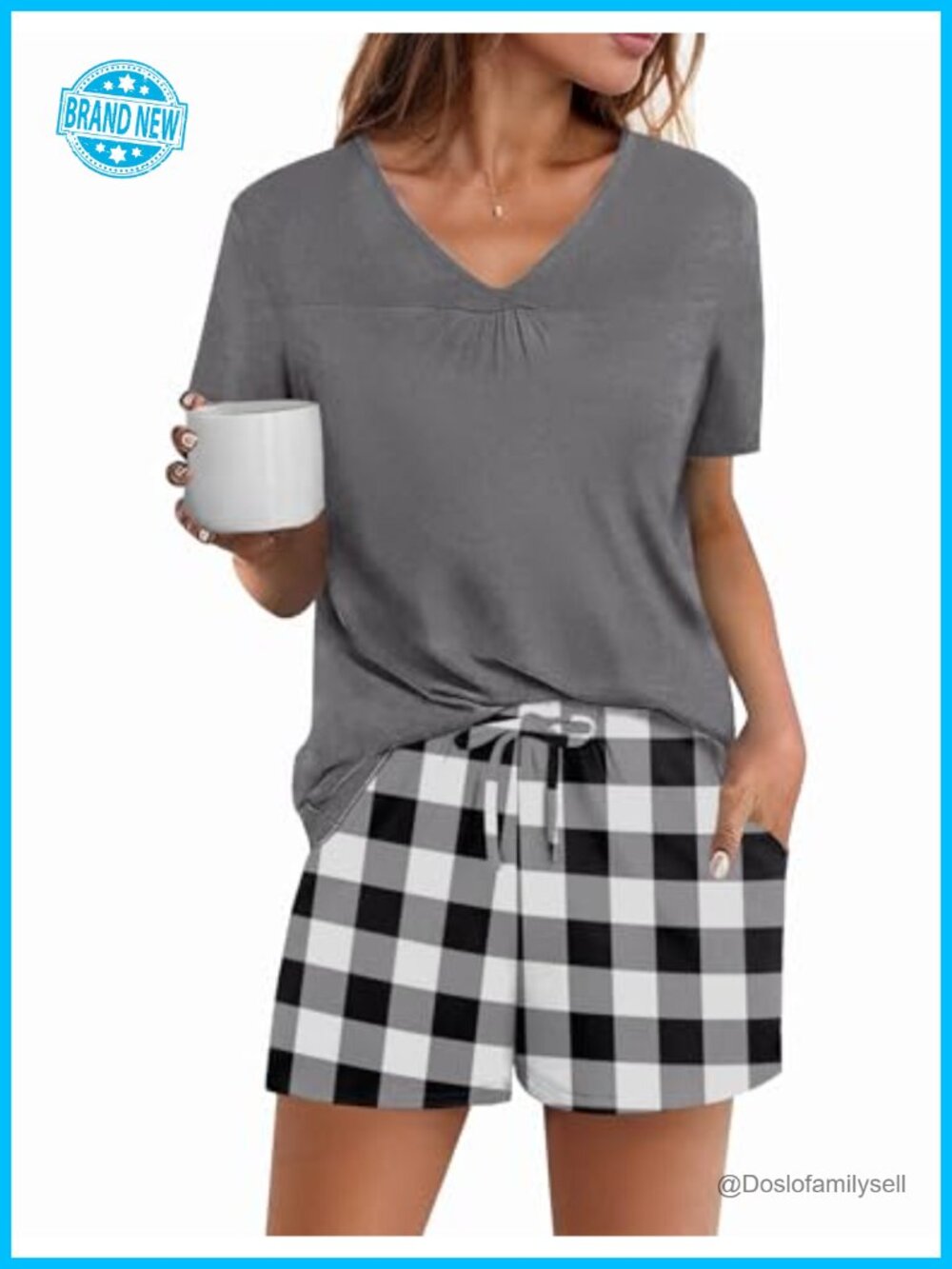 Women's Short Sleeve Pajama Set with Shorts – Soft Modal Lounge Sleepwear